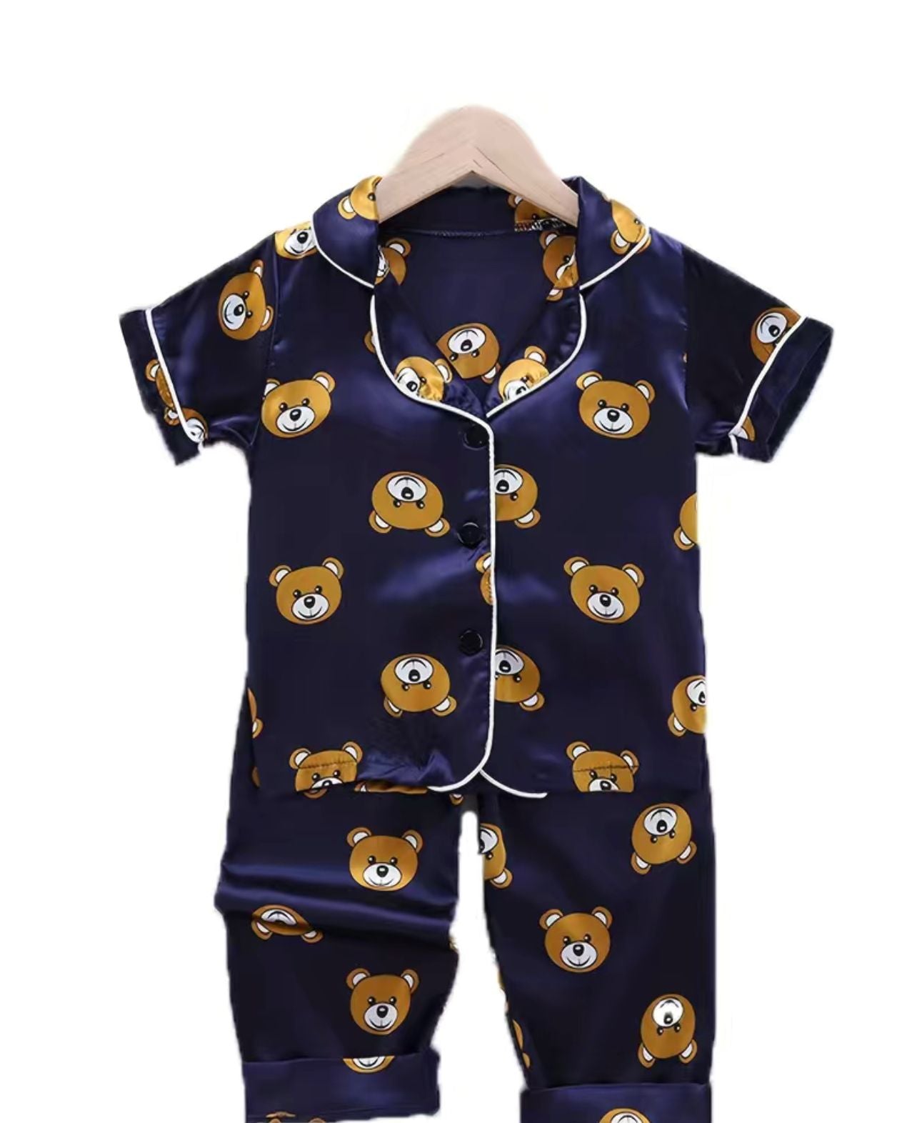 Teddy bear silk pajamas