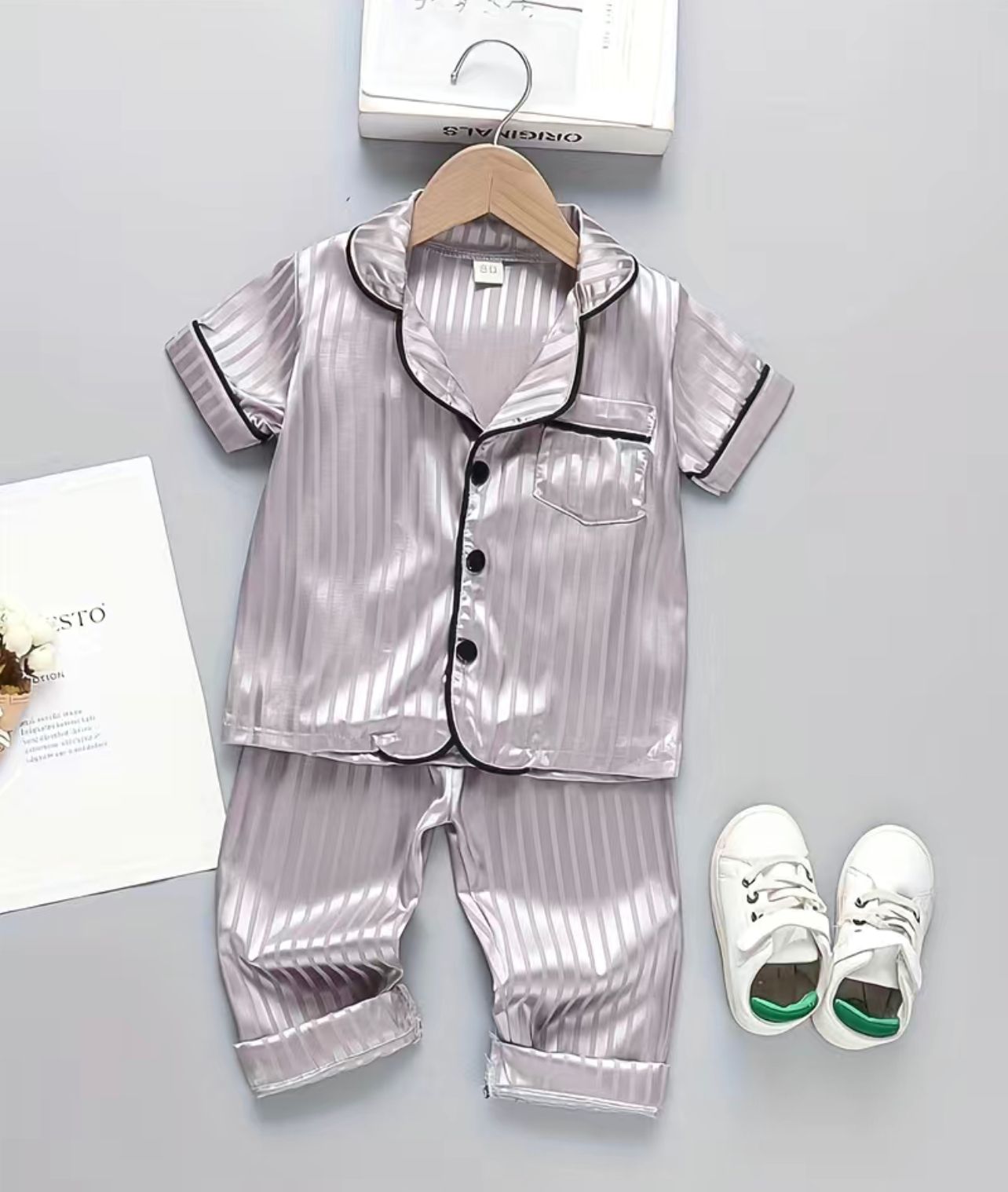 Striped silk pajamas