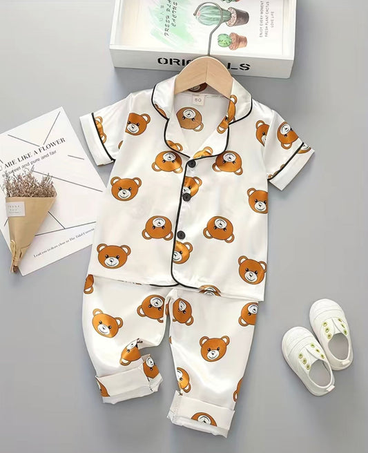 Teddy bear silk pajamas