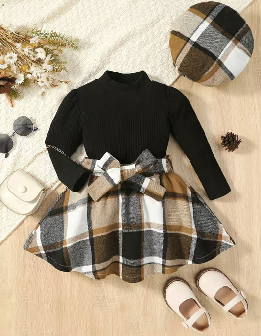 4 Piece plaid skirt set